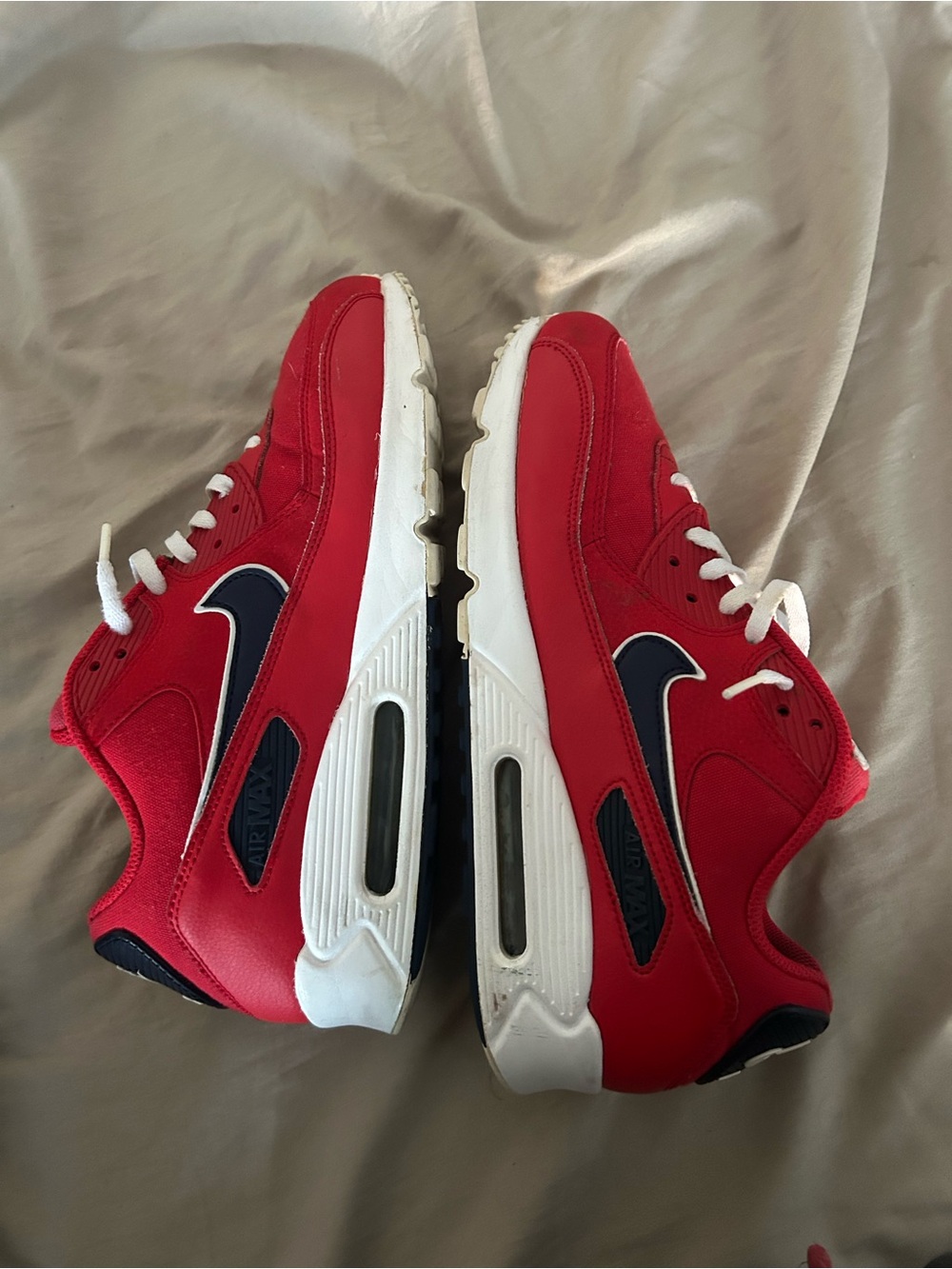 Nike Red Low-Top Air Max Sneakers with White Laces - Picture 4 of 6